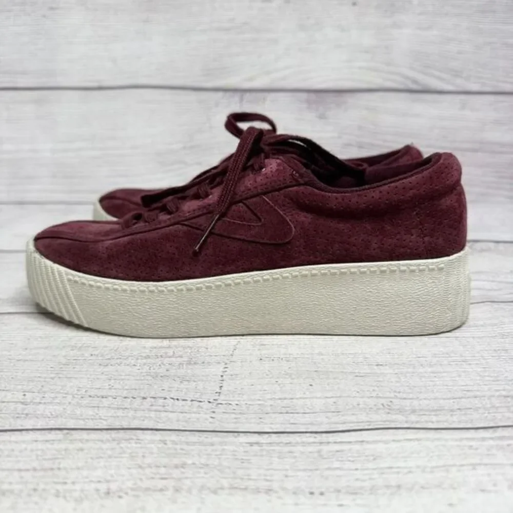 Tretorn Platform Sneakers Suede Burgundy Casual Shoes Women's Size‎ 5.5